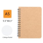 Eugloris A5 Kraft Hardcover Spiral Notebook 1pack 5.5"X8.3" 160 Pages College Ruled Lined Office Business Subject Travel Writing Notebooks Journal